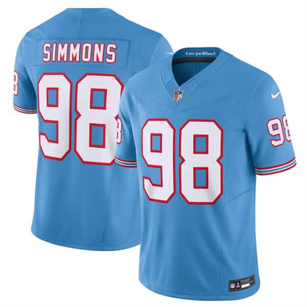 Mens Tennessee Titans #98 Jeffery Simmons Light Blue 2023 F.U.S.E. Vapor Limited Throwback Stitched Football Jersey